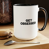 Get Obsessed Glossy Two-Tone Coffee Mugs, 15oz