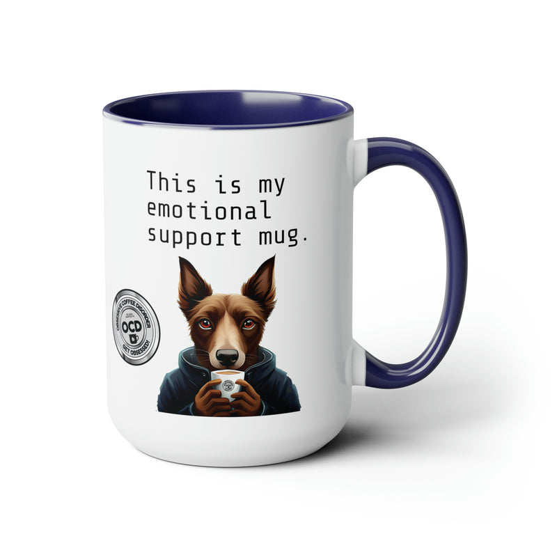 Emotional Support Mug Glossy Two-Tone Coffee Mugs, 15oz