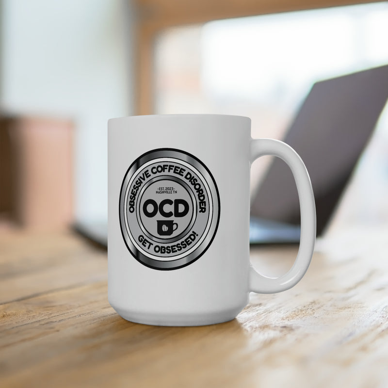 White OCD Logo Ceramic Mug 15oz