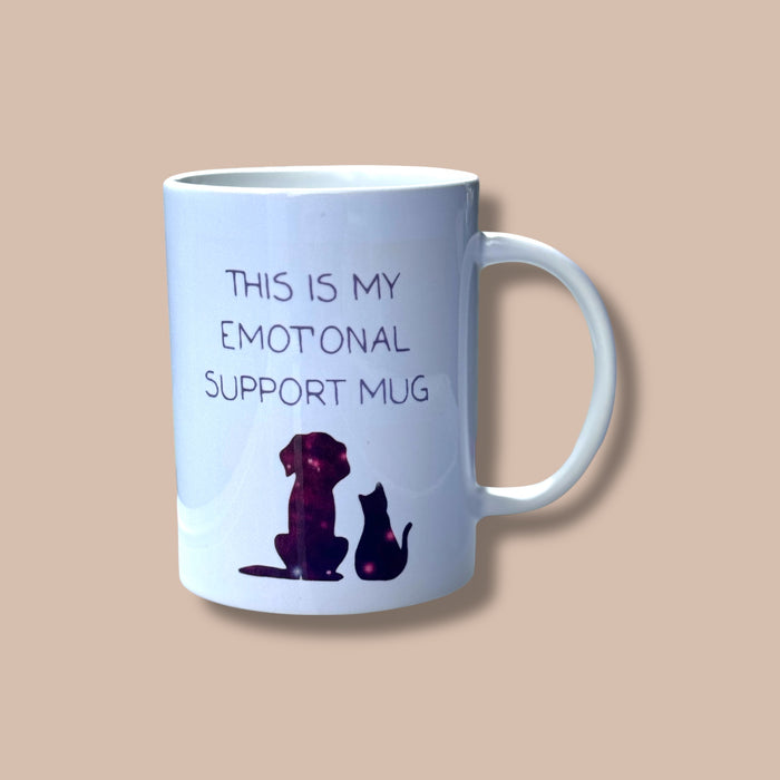 Emotional Support Mug with dog and cat silhouette -  Ceramic Mug 15oz