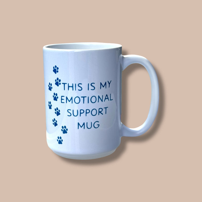 Emotional Support Mug with paw prints -  Ceramic Mug 15oz