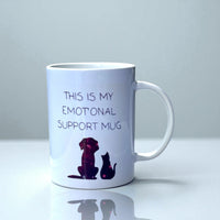 Emotional Support Mug with dog and cat silhouette -  Ceramic Mug 15oz
