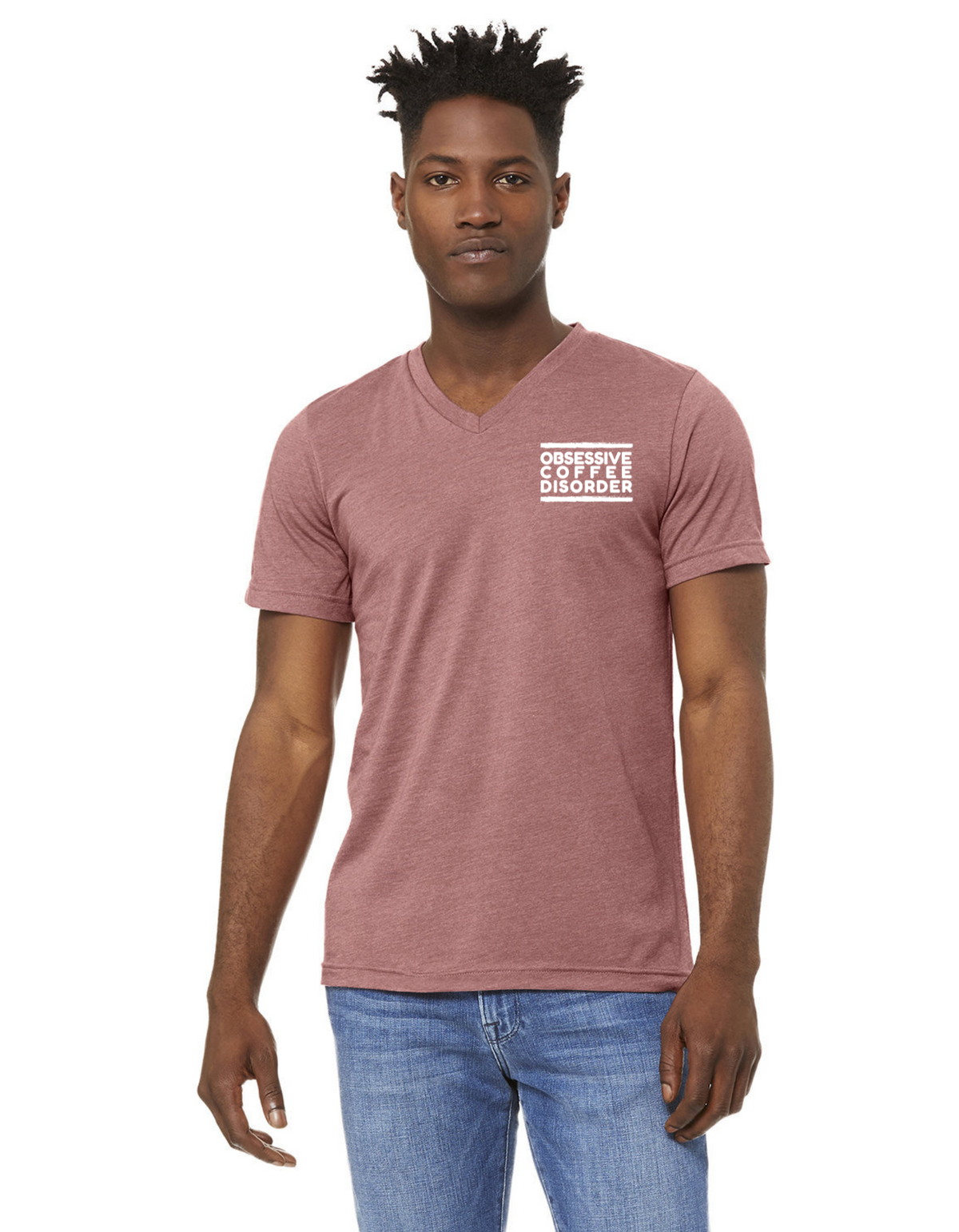 T-shirt, v-neck, cotton-poly, Heather Mauve