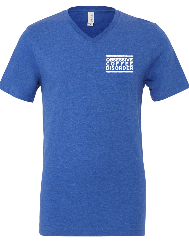 T-shirt, v-neck, cotton-poly, Heather True Royal