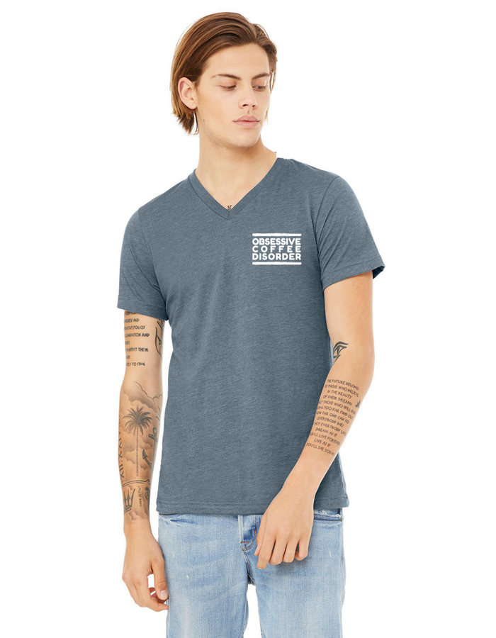 T-shirt, v-neck, cotton-poly, Heather Slate