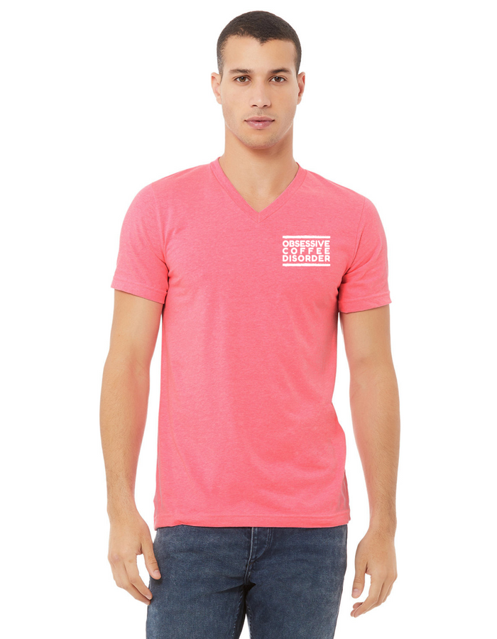 T-shirt, v-neck, cotton-poly, Neon Pink