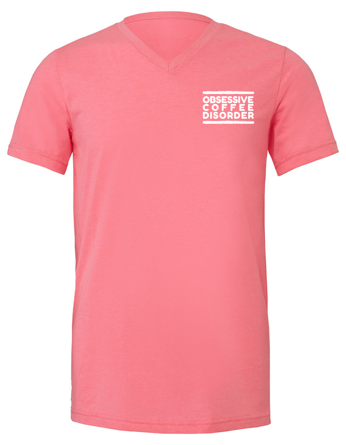 T-shirt, v-neck, cotton-poly, Neon Pink